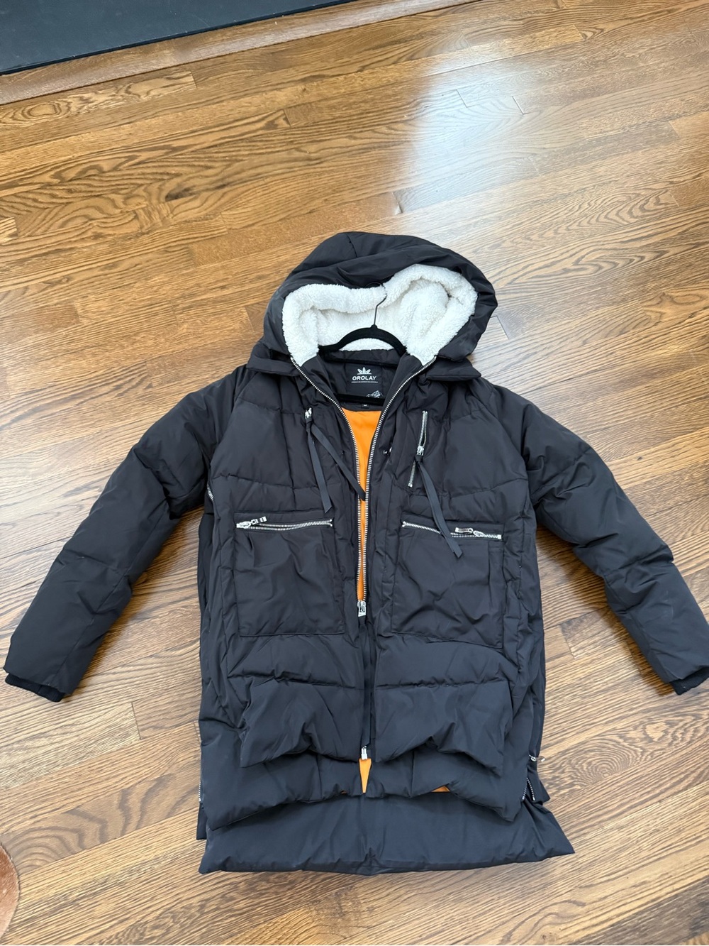 Kids Black Puffer Coat with Sherpa Hood
